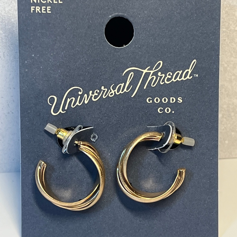 Gold Triple Hoop Earrings Minimalist Modern Classic Nickel Free